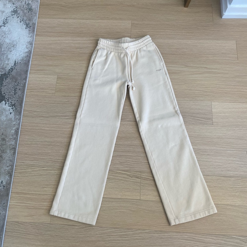Cream Sweatpants with Drawstring Waist
